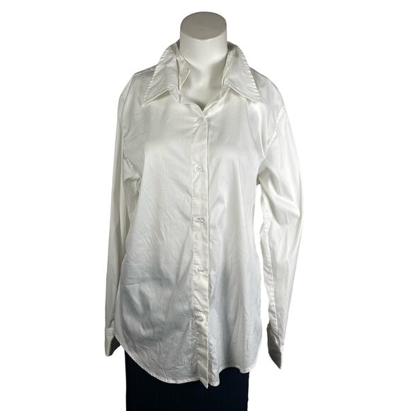 Kal Rieman Shirt Women's 12 White Button Down Double Collar - Picture 5 of 5